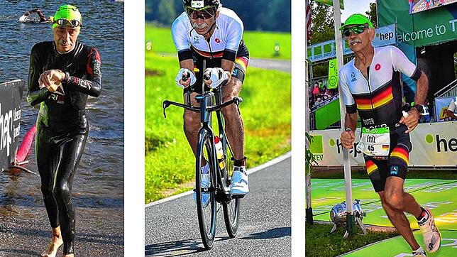 Schwimmen, Radfahren, Laufen: Fritz Österreich aus Hüfingen sichert sich in Roth den Deutschen Meistertitel sowie den europäischen Titel.