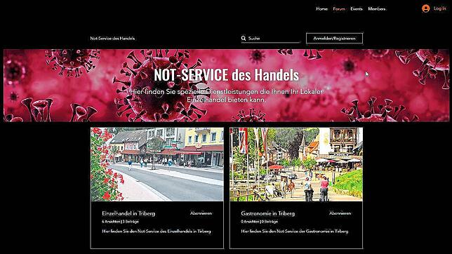 Auf einer Internetseite informieren die Triberger Einzelhändler und Gastronomen die Kunden.