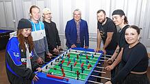 Das ist der neue Jugendrat: Lena Blatter, Pius Gerlach, Max Kroschewski mit Bürgermeister Ralf Baumert und Jugendreferent Dennis Bräuer, ...