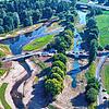 Der Blick von oben offenbar, wie Brigach und Breg sich jetzt zur Donau vereinigen. Der komplette Bereich ist mittlerweile revitalisiert.