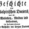 Das Titelblatt der 1782 erschienenen &bdquo;Geschichte des transalpinischen Daciens&ldquo;von Franz Josef Sulzer.
