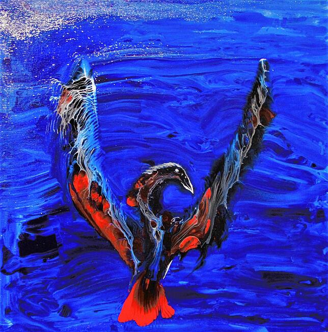 Black Bird: Auch dieses Bild im Haus Fischerzunft beeindruckt mit starken Farben.