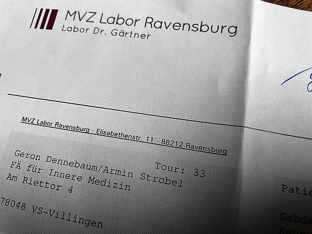 Dennebaum lässt seine Tests im MVZ Labor/Labor Dr. Gärtner durchführen.