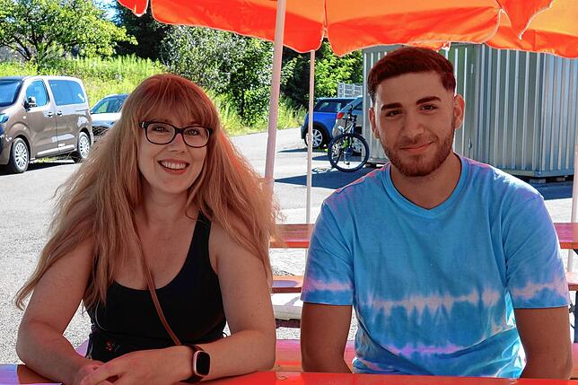 Christine Detmer hat die Berufsmesse organisiert und aus Platzgründen nach Salem verlegt. Omar Ashour, Schüler der ...