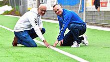 Guter Dinge: Vorsitzender Gerrit Höveler (rechts) und Axel Block, sein Vize im Vorstand, freuen sich schon auf die ersten Trainings und ...