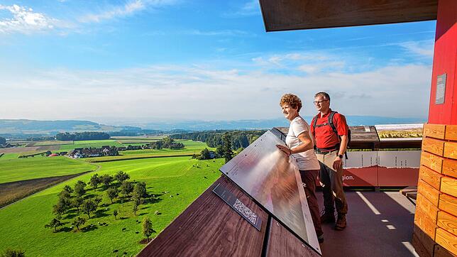 Der heutige Napoleonturm steht seit 2017. Auf der Plattform in über 36 Metern Höhe bietet dieser einen faszinierenden Blick auf den ...