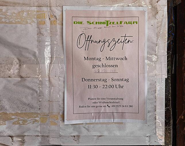 Die Schnitzelfarm hat derzeit nur noch an vier Tagen in der Woche geöffnet.