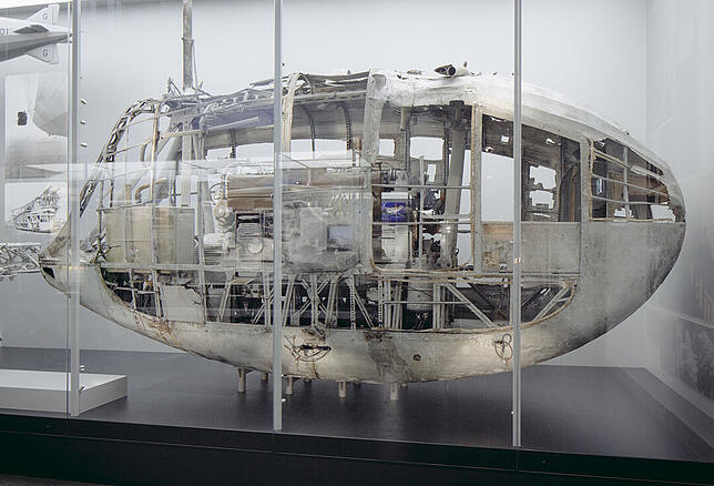 Eine der fünf Motorgondeln des LZ 127. Sie überlebte das Abwracken des Zeppelins im Jahr 1940 auf dem Flughafen Frankfurt/Main.