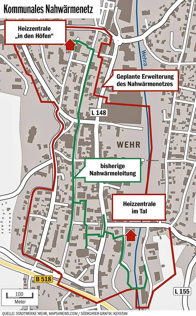 So soll das Nahwärmenetz in Wehr aussehen.