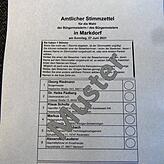 Muster-Stimmzettel der Markdorfer Bürgermeisterwahl am 27. Juni.