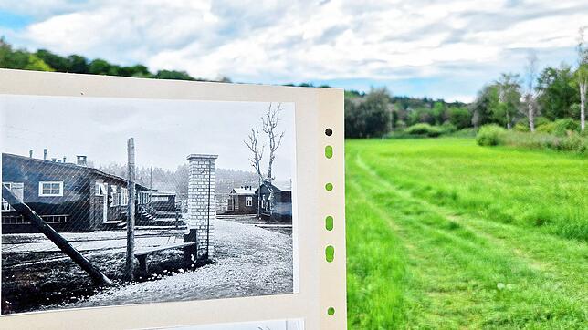 Heute grüne Wiese, gestern Bracken. Nahe des Entsorgungszentrums Weiherberg bei Raderach standen Behausungen von Arbeitern. Der Weg, der ...