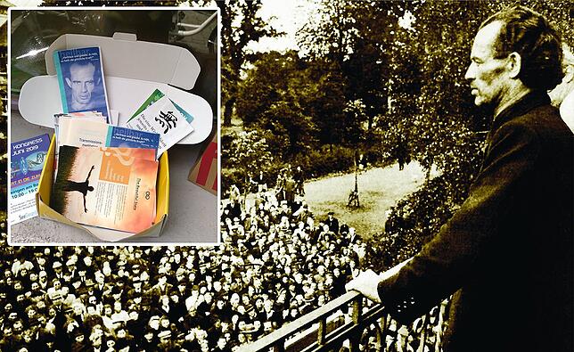 Bruno Gröning ist schon 1959 gestorben, Flyer für seine Lehren kann man heute noch in der Konstanzer Altstadt entdecken.
