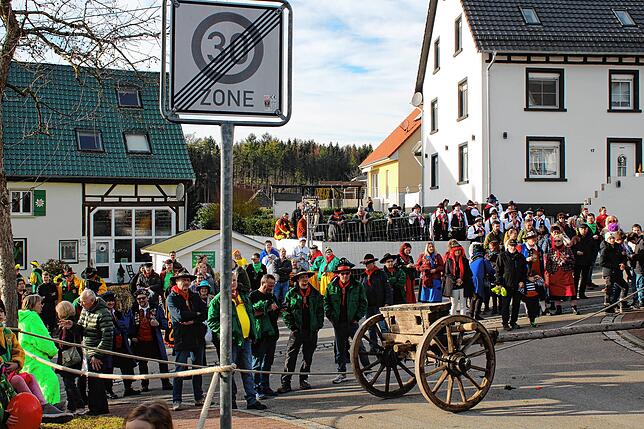 Bei herrlichem Wetter verfolgten viele närrische Besucher das Narrenbaumstellen der Stumpenmacher.