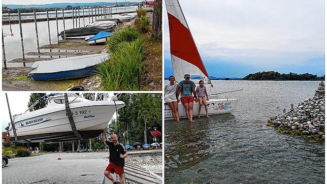 Niedrigwasser sorgt für leere Häfen, schwebende Schiffe und neue Inseln an der Höri und am Untersee.