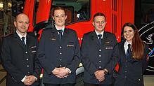 Der Kommandant der Feuerwehr Todtmoos, Benjamin Ernst, gratulierte Jonas Söll, Sven Reichl und Julia Rieple zur Beförderung (von links). ...