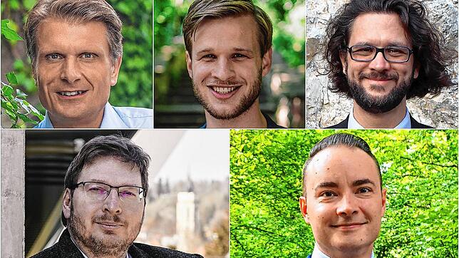 Die Kandidaten für den Wahlkreis Zollernalb-Sigmaringen (von links oben): Thomas Bareiß (CDU), Robin Mesarosch (SPD), Johannes F. ...