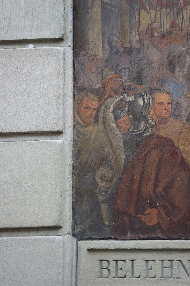 Schaut hier an der linken Seite der Maler selbst aus dem Bild? Eine Ähnlichkeit zum Selbstbildnis von Ferdinand Wagner ist erkennbar.