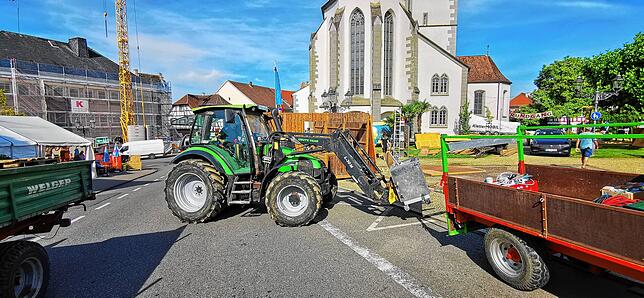 Bild 3: Vereine bauen Stände und Lauben fürs Stadtfest auf
