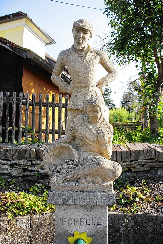 Der Poppele-Brunnen in Mühlhausen  erinnert an den Burgvogt Popolius Mayer, der der Sage nach bis zum heutigen Tag als Geist Poppele vom ...