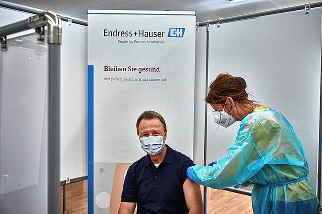 Impfung: Insgesamt 1200 Impfdosen stehen bei Endress+Hauser zur Verfügung. Das Impfzentrum wurde im aktuell nicht genutzten ...