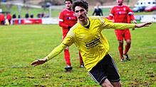 Abdrehen zum Jubeln: David Helmlinger nach seinem Kopfballtreffer zum 1:0.
