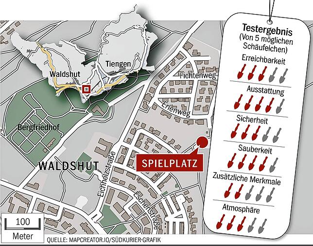 Bild 4: Spielplatz-Check: Der Spielplatz am Fichtenweg auf dem Aarberg in Waldshut bietet Kindern und Eltern einen Kurzurlaub im Grünen
