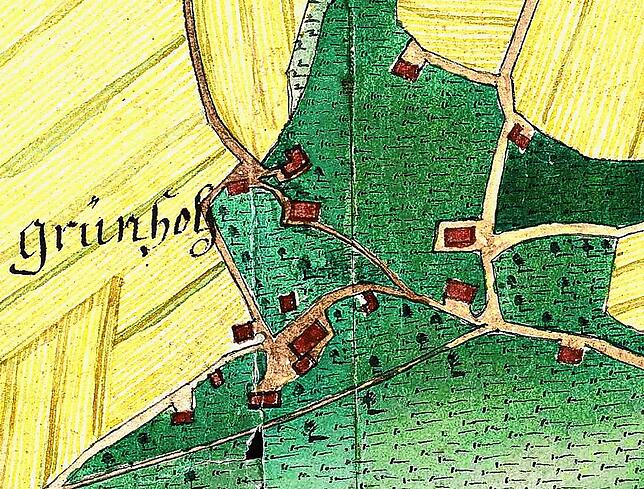 Grunholz im Jahre 1787: Das Dorf hatte 16 Häuser in denen rund 180 Personen lebten. Freiwillig ließ sich Grunholz 1971 als Stadtteil von ...