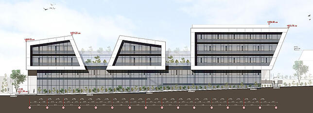 So sieht die aktuelle Vision des Büros Vollack für die Fassade an der Lippertsreuter Straße aus. Während Planer Wolfgang Eitel noch ...