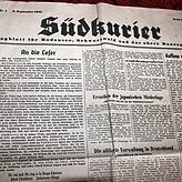 Die erste Ausgabe des SÜDKURIER vom 8. September 1945 bewahrt der leidenschaftliche Sammler Hermann Gabele aus Sauldorf auf.