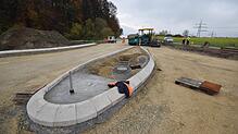 Bild : Fotos von der Straßenbaustelle zwischen B313 und Wahlwies aus: Alles nimmt langsam wieder Form an