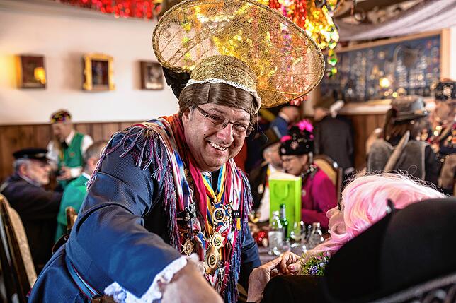 Narrenmutter Wolfgang Lechler am Schmotzigen Dunschtig 2019 in Überlingen.