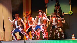 Ein Hauch von Wild-West in der Herdwanger Halle: Das Männerballett sorgt für viel Stimmung im Publikum, auch, oder gerade mit ...
