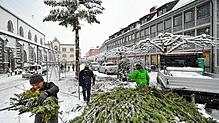 Oberholzer Roland Zimmer von den Narrizella Ratoldi hat zusammen mit Dieter Karrer und Bernd Birkenmayer (im Hintergrund) die stattliche ...