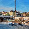 Aufgebaut: Die Bodenplatte und die Kellerwände zeigen schon die Grundfläche des neuen Ärztehauses an der Todtmooser Straße. Im ...