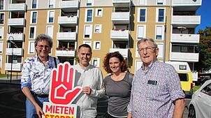Wie kommt eine Stadt zu bezahlbaren Mieten, wie in dem neuen Block der Bima in der Steinstraße? Winfried Kropp (von links), Vorsitzender ...