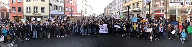 Bis zu 800 Schüler ziehen vom Herosé-Park bis an die Marktstätte, um ein Zeichen für mehr Klimaschutz zu setzen.