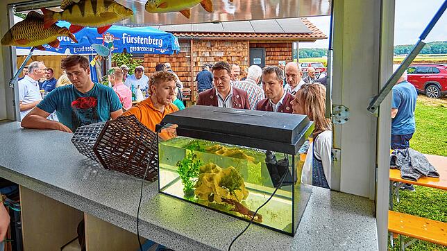 Am Fish on Tour-Anhänger des Landesfischereiverbandes BW wird den Gästen gezeigt, was in und um die Donau lebt. Hauptattraktion sind ...