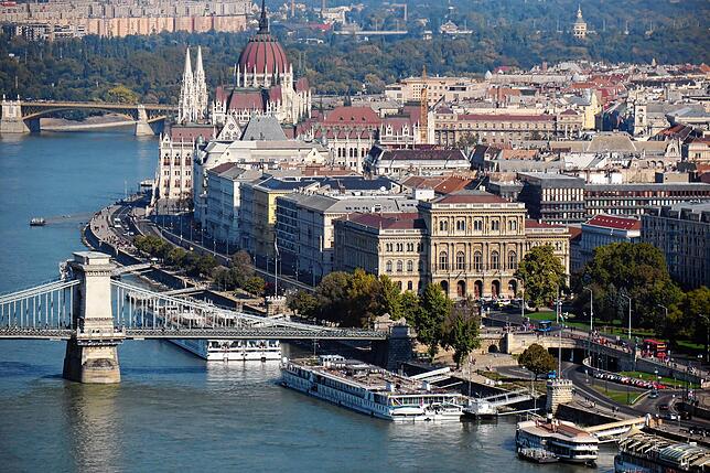 Das bekannte Budapester Donauufer mit dem Parlamentsgebäude.