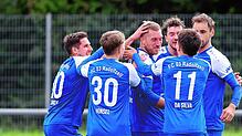 Jubel beim FC Radolfzell, der die DJK Donaueschingen 3:0 besiegte und Zuhause erneut ohne Gegentor blieb.