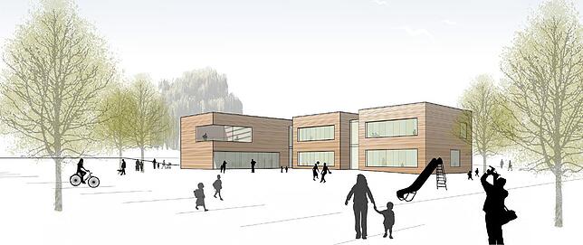 So soll die neue Kindertagesstätte, die im neuen Stadtviertel „Am Buchberg“ entsteht, aussehen.