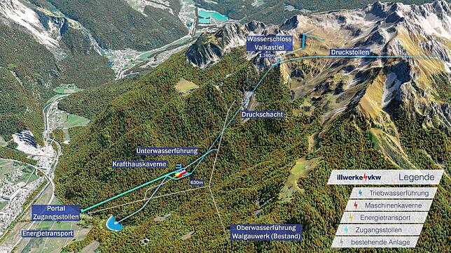 Die Leitungen für das neue Pumpspeicherkraftwerk Lünerseewerk II sollen unterirdisch durch den Berg verlaufen.