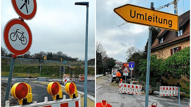 Gleich zwei Baustellen in Überlingen werden in den kommenden Monaten fertiggestellt: die Baustelle am Abig-Kreisverkehr (links) und die ...
