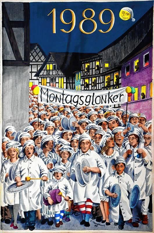 Eintrag ins Narrenbuch der Narrenzunft Überlingen im Jahr 1989. Damals herrschte in der Stadt eine sehr kontroverse Debatte über die ...