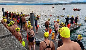 Brrr, frisch: Zum Bodenseeschwimmen gehört Überwindung.