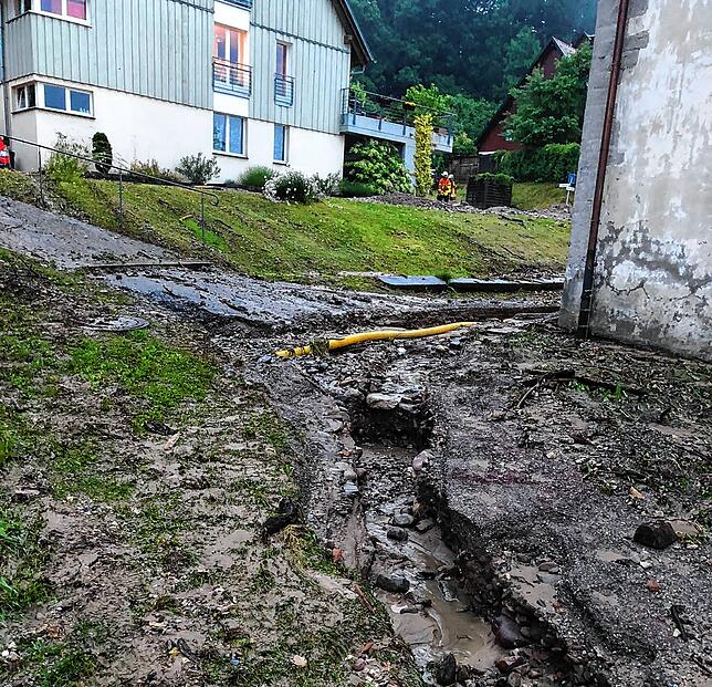 Die Wassermassen haben für Schäden in Öhningen gesorgt.