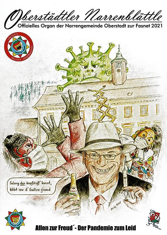 Das Titelbild des Oberstädtler Narrenblättles nimmt unverkennbar Bezug zur Pandemie.