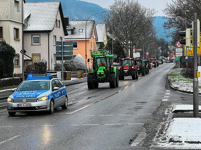 Deutlich über 100 Traktoren boildeten m Mittwochvormittag einen Korso durch Bad Säckingen. Ziel war der Festplatz.