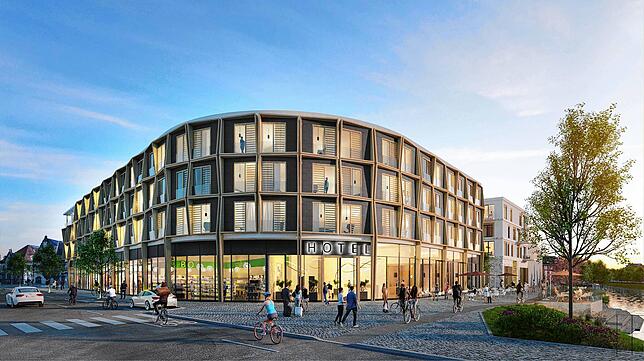 An der Bertholdstraße soll dieser Hotelkomplex entstehen, hier ein Entwurf des Investors.