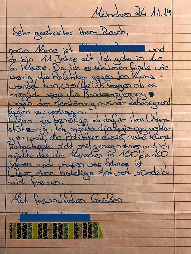 Die Klage gegen das Klimaschutzgesetz hat eigentlich ein Brief einer 11-Jährigen aus München an Jürgen Resch von der Deutschen ...
