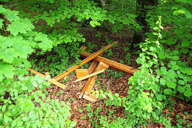 Holzmüll im Wald kurz vor Dettingen.